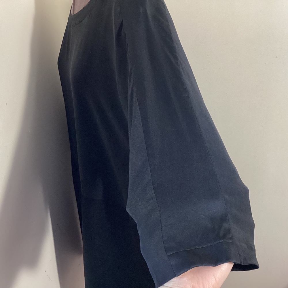 Eileen Fisher Silk Crepe De Chine Black Tunic M Lagenlook - Picture 9 of 16